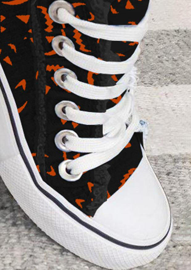 Sneakers Pumpkin Face Lace Up Flat Sneakers in Multicolor. Size: 37,38,39,40,41