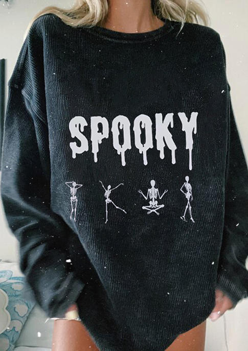 Sweatshirts Spooky Skeleton Pullover Sweatshirt in Black. Size: L,M,S,XL