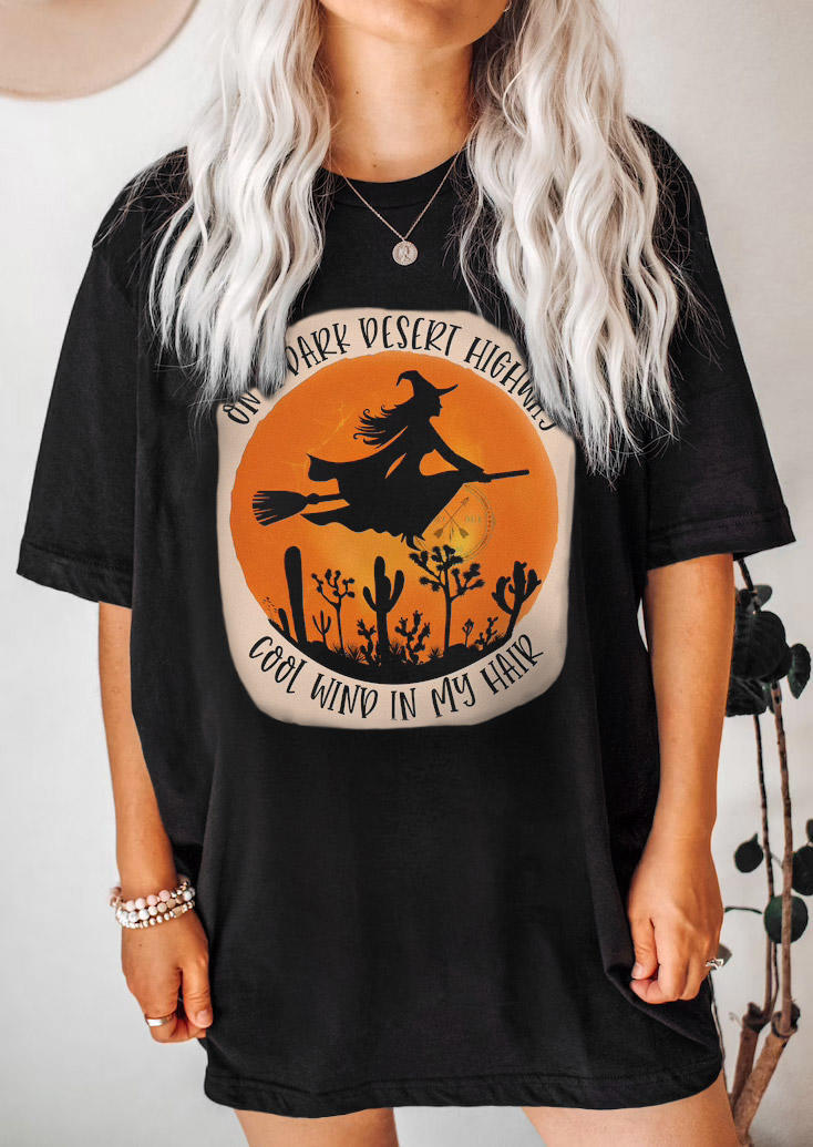 

T-shirts Tees Halloween Witch O-Neck T-Shirt Tee in Black. Size: ,M,L,XL