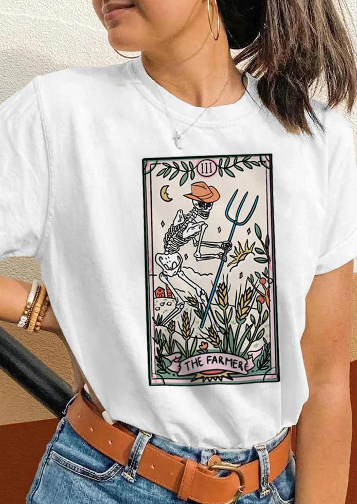 

T-shirts Tees Halloween Tarot Skeleton T-Shirt Tee in White. Size: ,M,L,XL