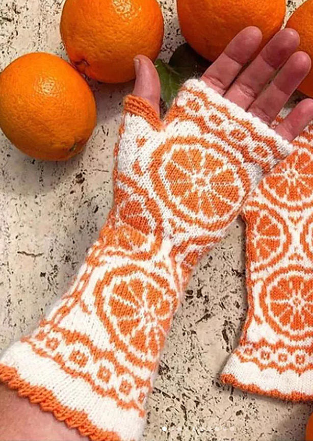 

Gloves Winter Warm Knitted Fingerless Gloves in Orange. Size