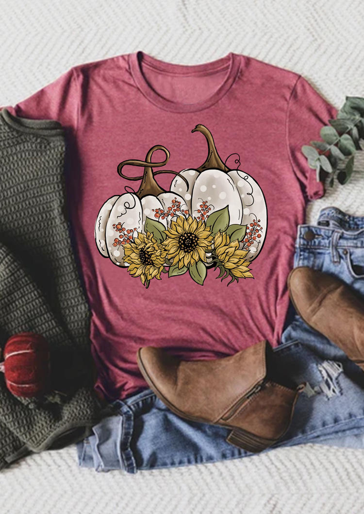 

T-shirts Tees Autumn Pumpkin Sunflower T-Shirt Tee - Cameo Brown in Brown. Size