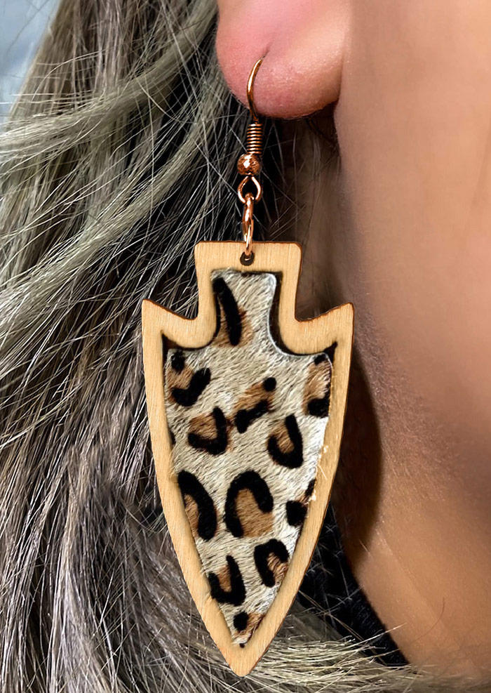 

Earrings Leopard Cow Geometric Wooden Earrings in Pattern1. Size