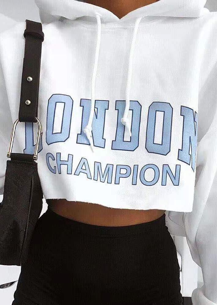 

Hoodies London Champion Drawstring Crop Hoodie in White. Size: ,M,L