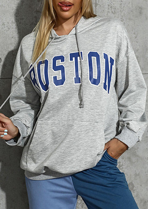 

Hoodies Boston Kangaroo Pocket Drawstring Hoodie in Gray. Size: ,M,L,XL
