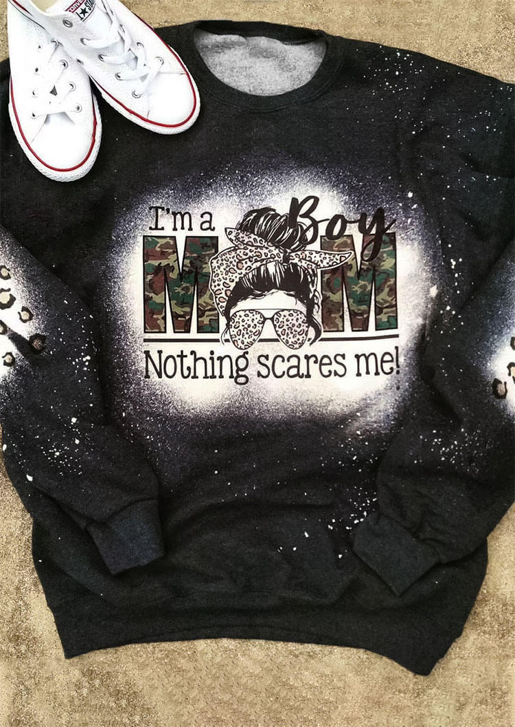 

Sweatshirts Mom I'm A Boy Camouflage Leopard Bleached Sweatshirt in Black. Size