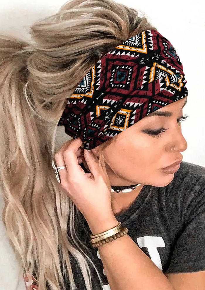 

Aztec Geometric Western Yoga Sports Wide Headband in Blue,Red. Size