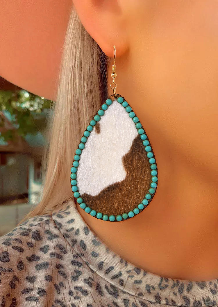 

Earrings Turquoise Cow Leopard Water Drop Earrings in Pattern3. Size