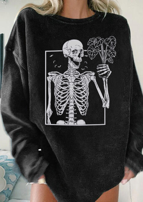 

Sweatshirts Halloween Skeleton Plant O-Neck Sweatshirt in Black. Size: ,M,L,XL