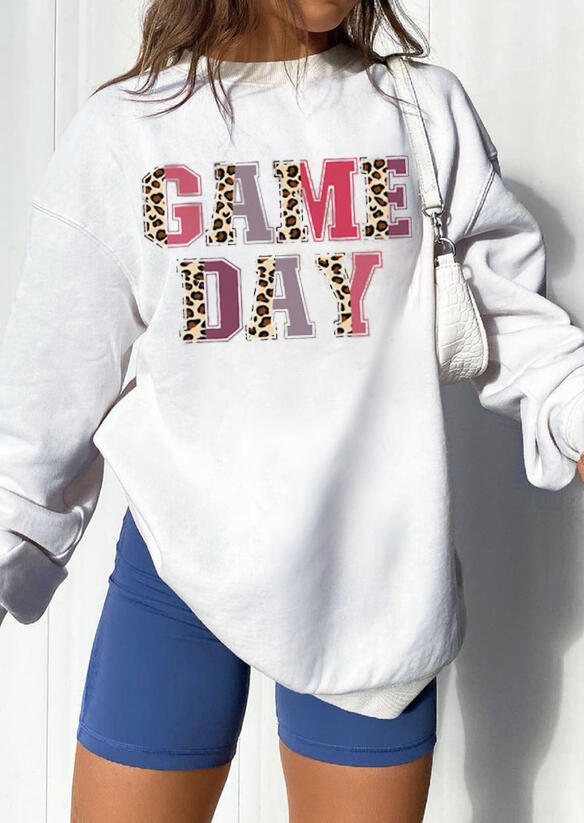 

Sweatshirts Game Day Leopard O-Neck Sweatshirt in White. Size: ,L,XL