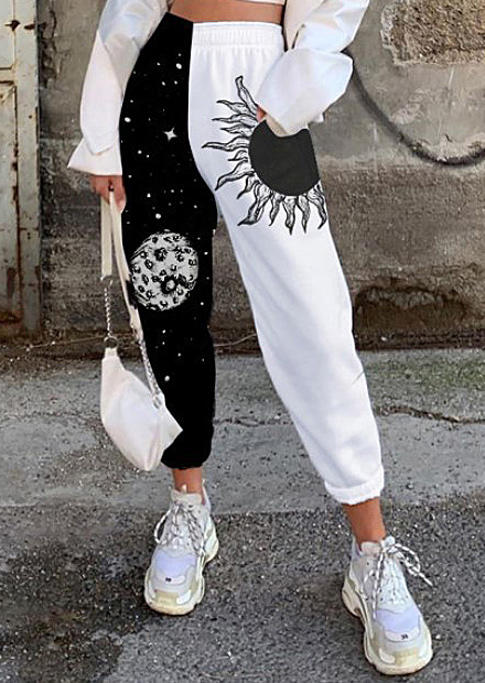 

Pants Color Block Sun And Moon Sweatpants in Black. Size: ,L,XL