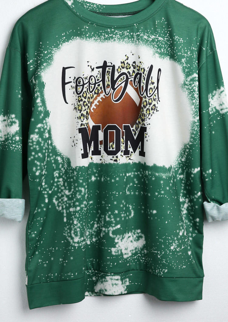 

Sweatshirts Mom Football Leopard Bleached Sweatshirt in Green. Size