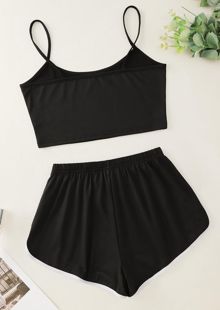 

Sleepwear Skeleton Hand Camisole And Shorts Pajamas Set in Black. Size