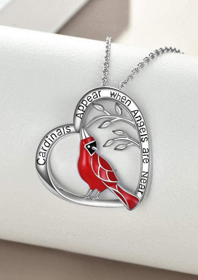 Necklaces Cardinals Appear When Angels Are Near Heart Necklace in Silver. Size