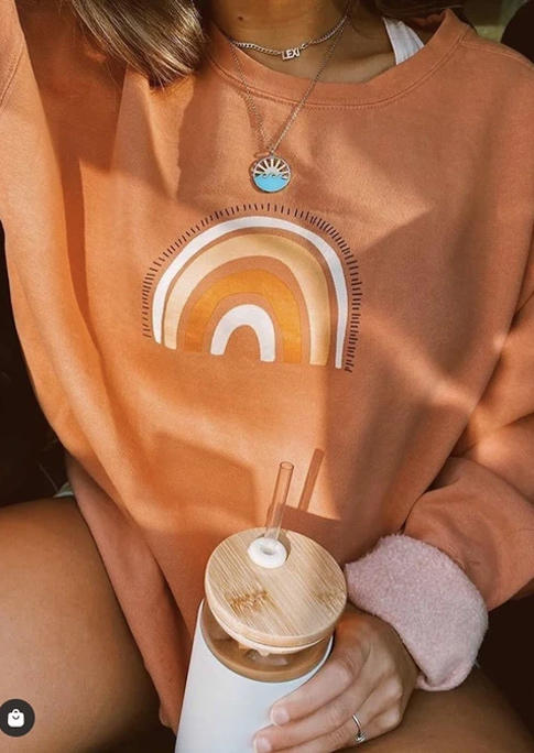

Sweatshirts Rainbow Pullover Long Sleeve Sweatshirt in Orange. Size: ,L,XL