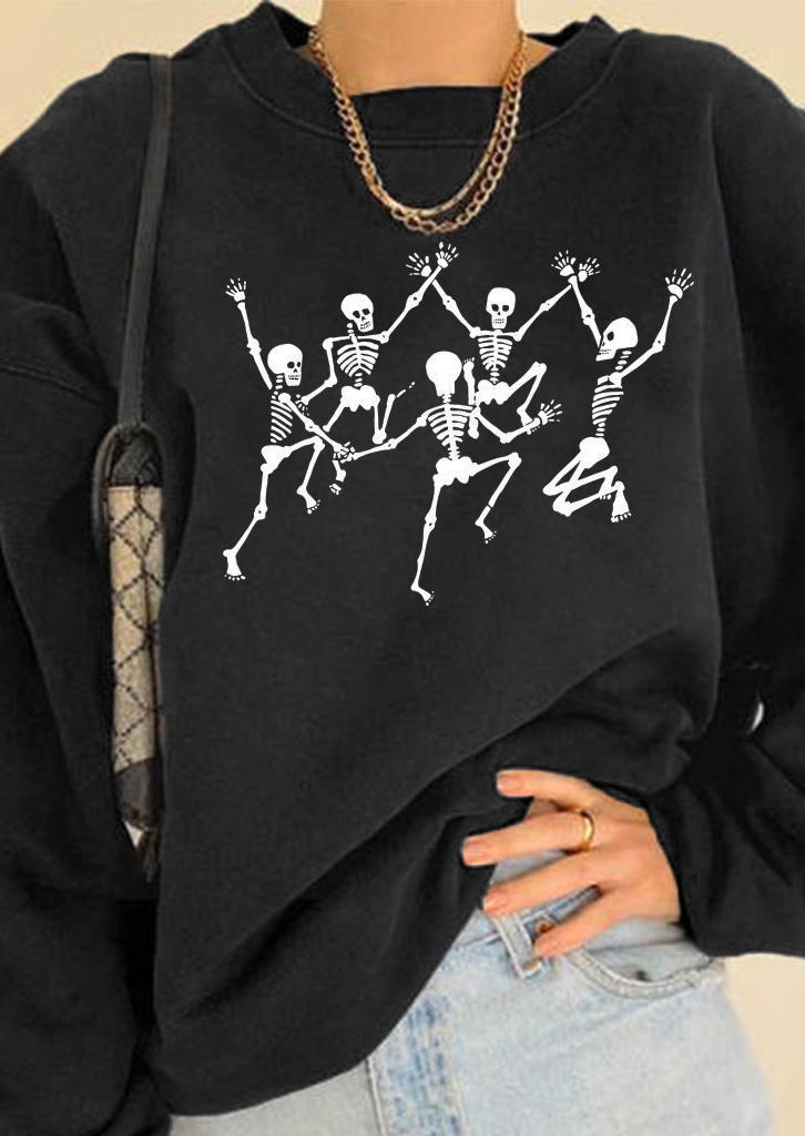 Sweatshirts Dancing Skeleton Pullover Sweatshirt in Black. Size: M