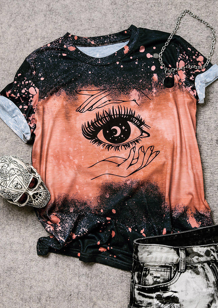 T-shirts Tees Eye Hand Moon Bleached T-Shirt Tee in Multicolor. Size: XL