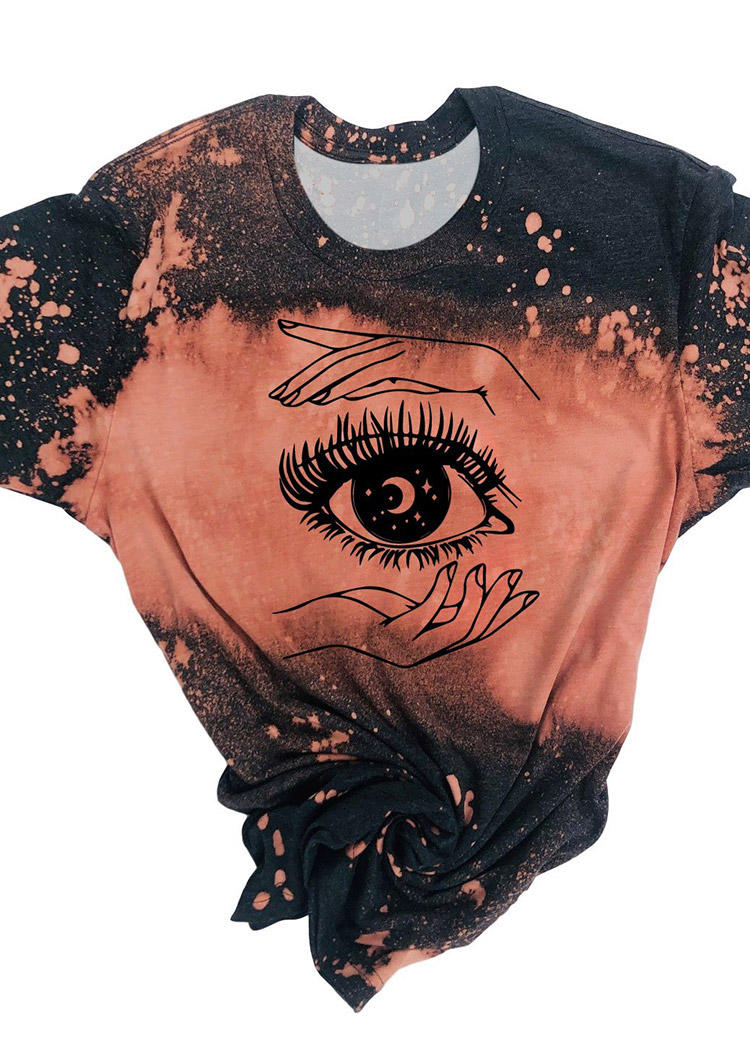 Halloween Eye Hand Moon Bleached T-Shirt Tee