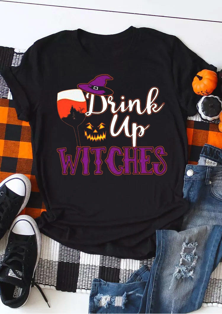 

T-shirts Tees Halloween Drink Up Witches T-Shirt Tee in Black. Size: ,XL