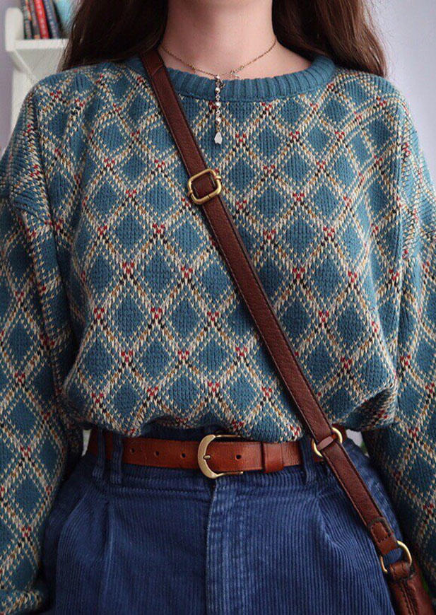 

Sweaters Vintage Geometric Long Sleeve Sweater in Green. Size: ,M,L,XL