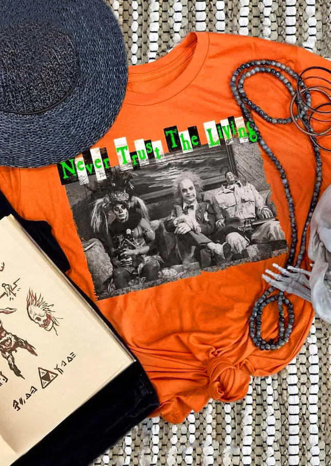 

T-shirts Tees Halloween Beetlejuice O-Neck T-Shirt Tee in Orange. Size: ,M,L,XL,2XL