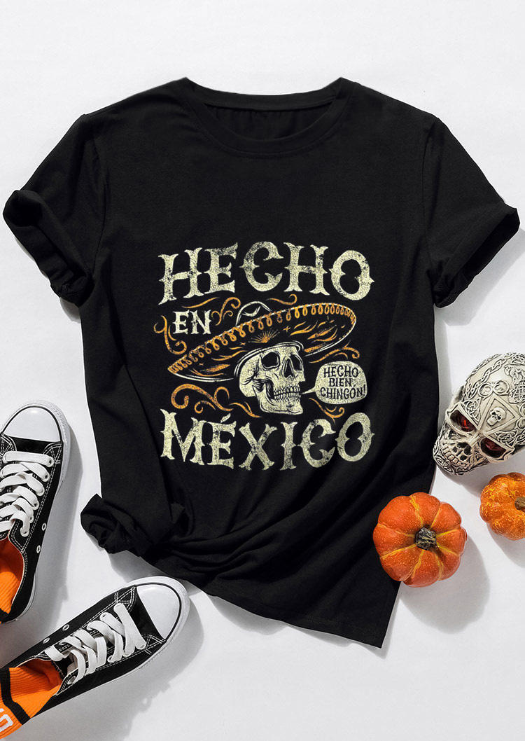 

T-shirts Tees Halloween Skull En Mexico T-Shirt Tee in Black. Size: ,XL