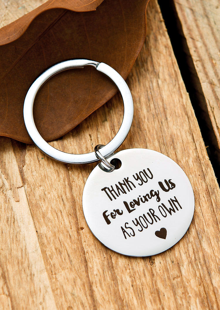 

Keychains Thank You For Loving Us As Your Own Heart Keychain in Silver. Size