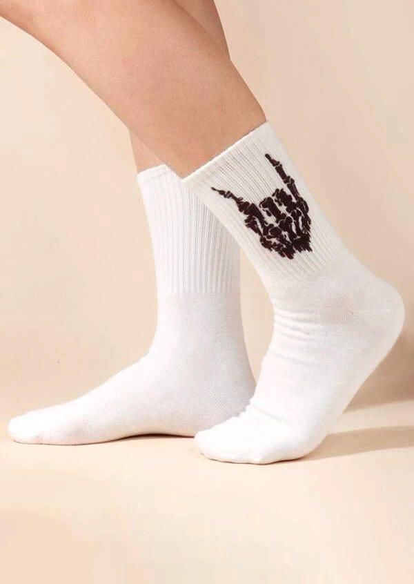 

Crew Socks Halloween Skeleton Hand Casual Socks in White. Size