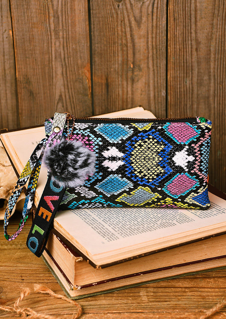 

Cosmetic Bag Snake Skin Hairball Love Makeup Storage Bag in Multicolor. Size
