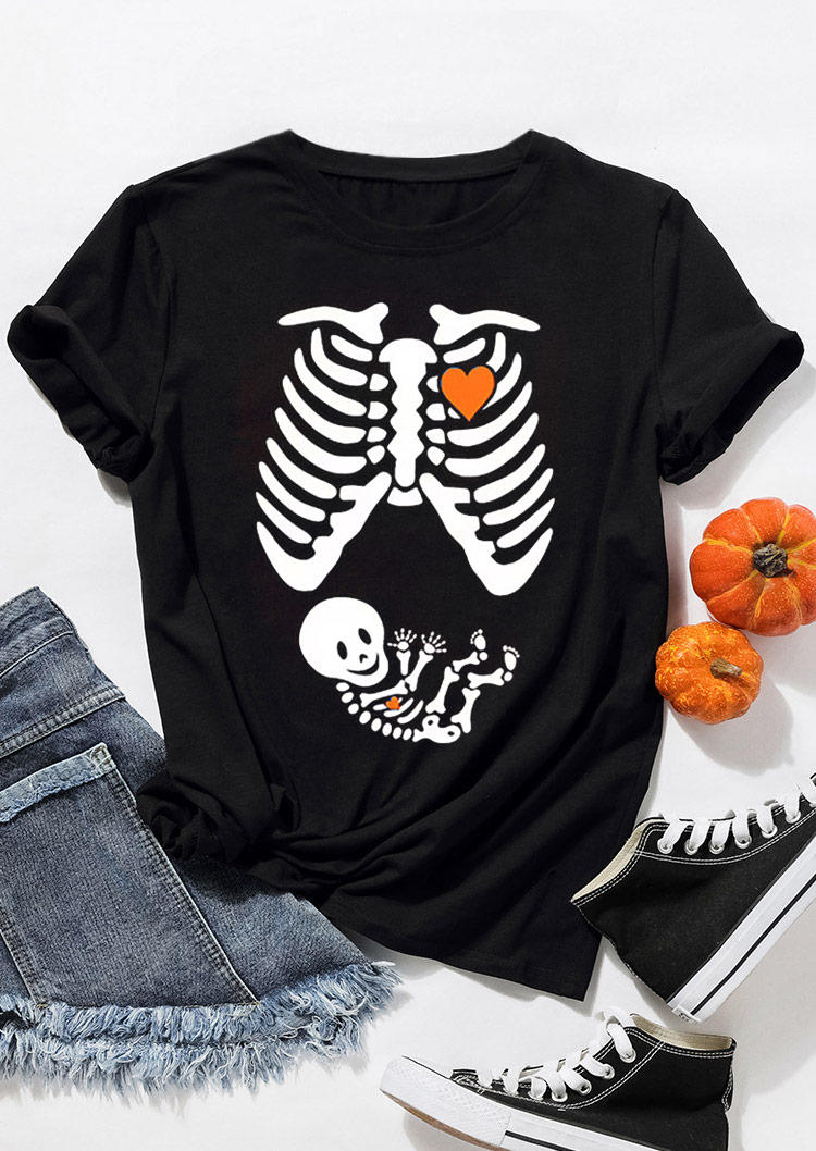 T-shirts Tees Skeleton Maternity T-Shirt Tee in Black. Size: S,XL