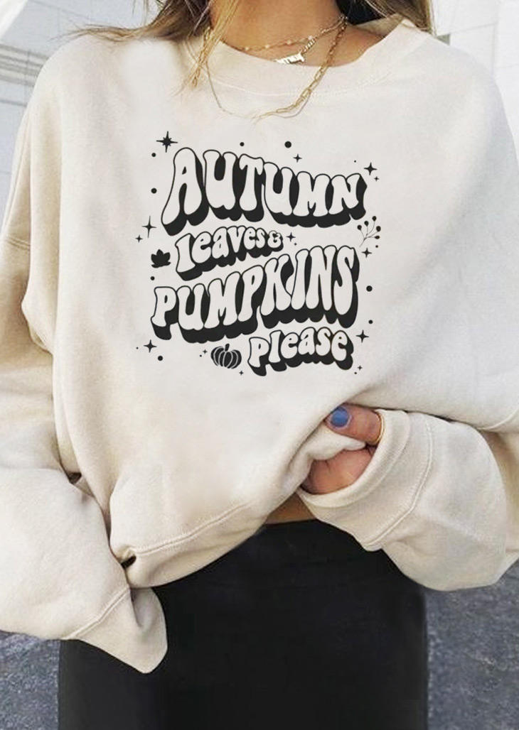 

Sweatshirts Thanksgiving Autumn Leaves Pumpkins Please Sweatshirt in Beige. Size: ,M,L,XL