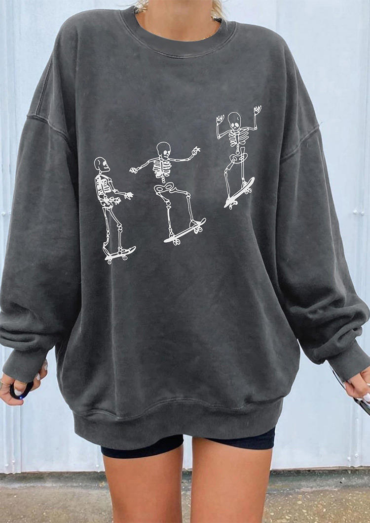 

Sweatshirts Halloween Funny Skeleton Skateboard Sweatshirt in Gray. Size