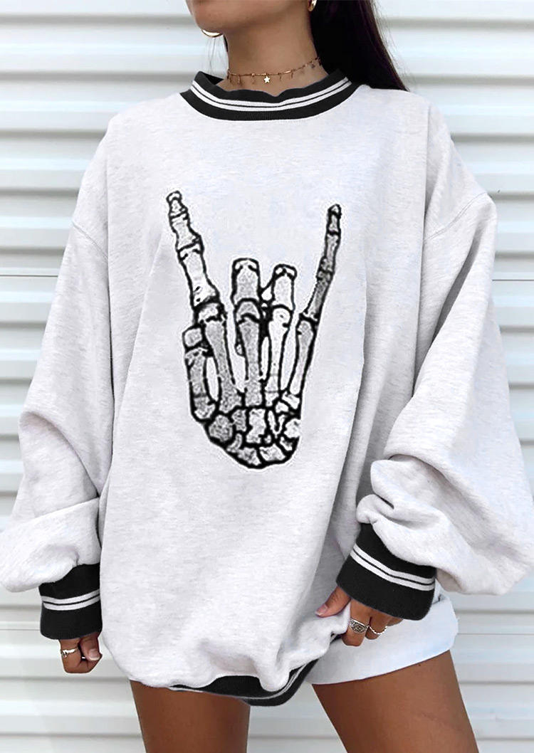 

Sweatshirts Halloween Skeleton Hand Drop Shoulder Sweatshirt in White. Size: ,M,L,XL