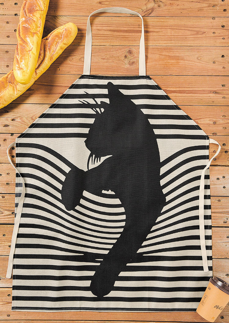 

Tools Striped Cartoon Black Cat Apron in Pattern1,Pattern2. Size