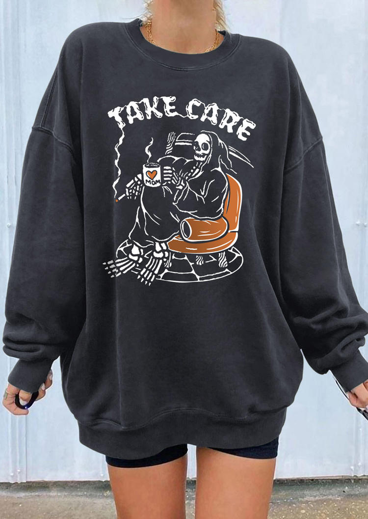 

Sweatshirts Halloween Take Care Mom Skeleton Sweatshirt in Black. Size: ,M,L,XL