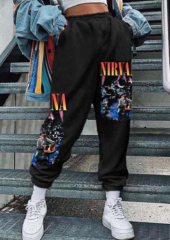 

Pants Nirvana Pocket Elastic Waist Sweatpants in Black. Size