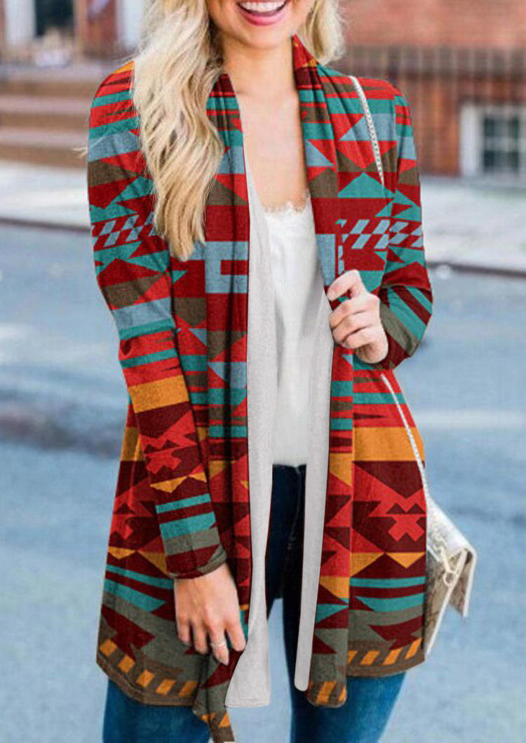 

Cardigans Aztec Geometric Long Sleeve Cardigan in Multicolor. Size: ,L,XL