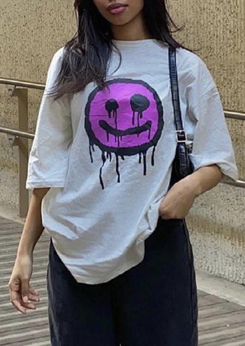 

T-shirts Tees Smiley O-Neck T-Shirt Tee in White. Size: ,M,L,XL