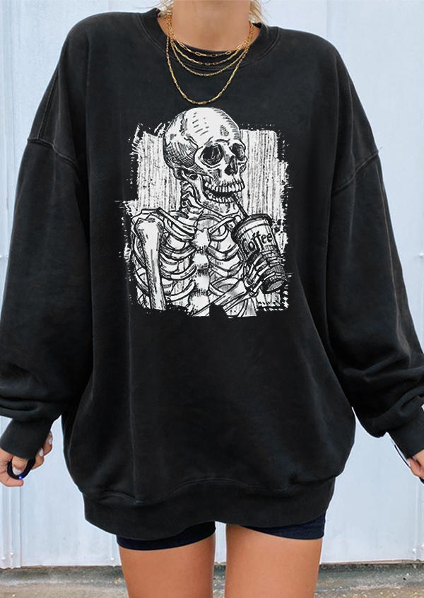 

Sweatshirts Halloween Skeleton Coffee Sweatshirt in Black. Size: ,M,L