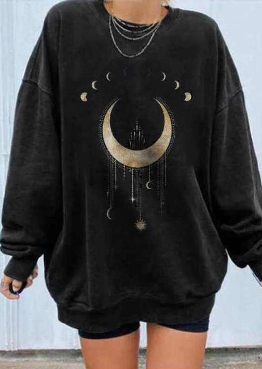 

Sweatshirts Moon Star Loose Sweatshirt in Black. Size