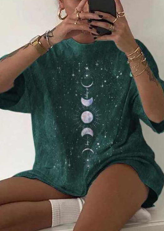 

T-shirts Tees Moon Star T-Shirt Tee in Green. Size: M