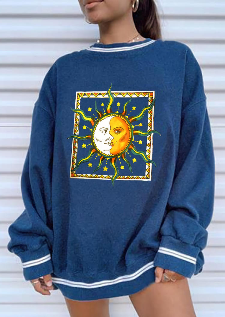 

Sweatshirts Sun O-Neck Long Sleeve Sweatshirt in Blue. Size: ,M