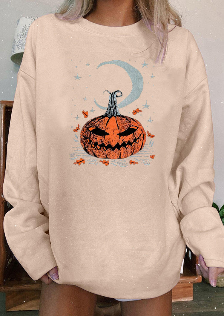 Pumpkin Face Star Moon Sweatshirt - Black