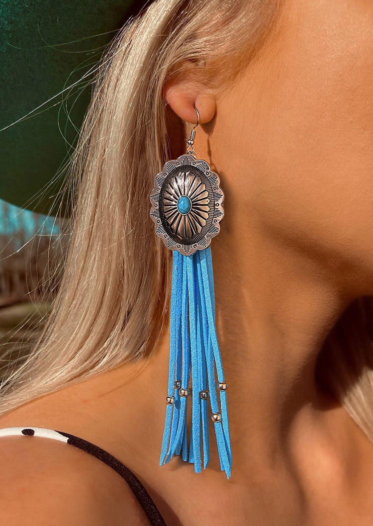 

Earrings Turquoise Long Tassel Western Earrings in Brown. Size