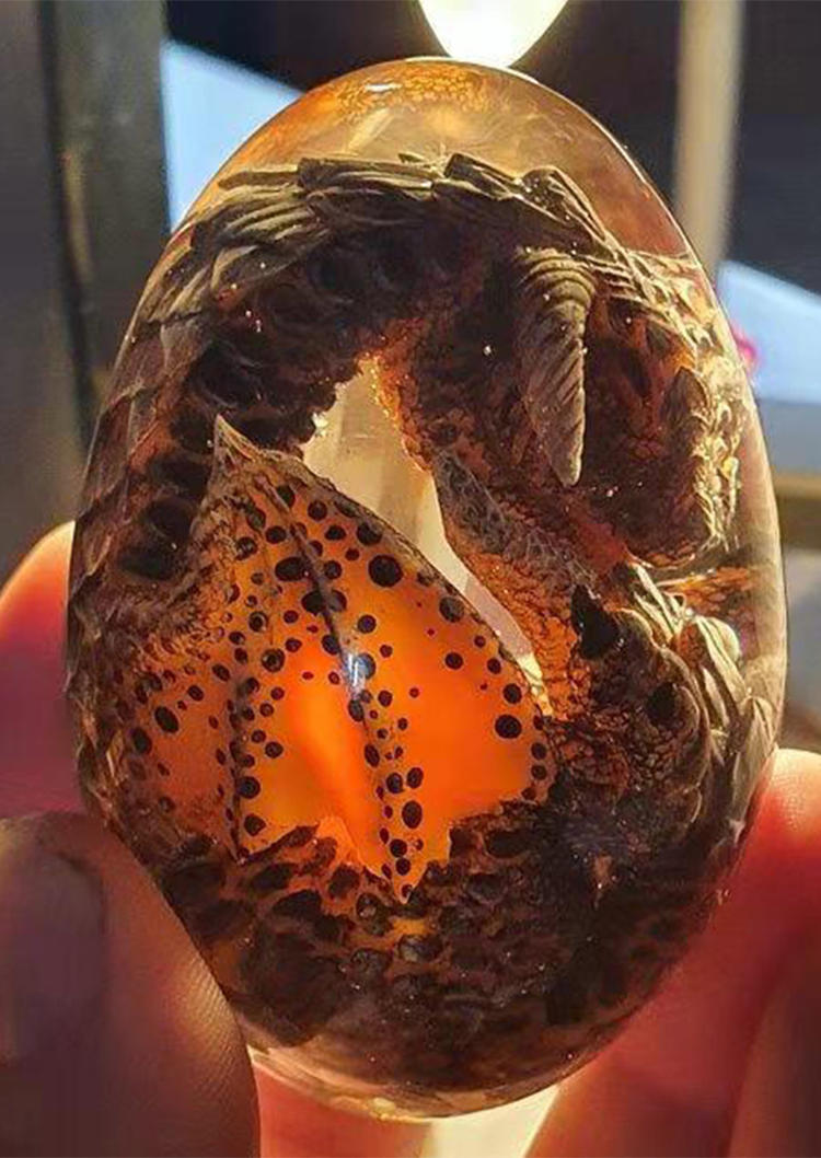 

Lava Resin Decor Dinosaur Dragon Egg without Base in Red. Size