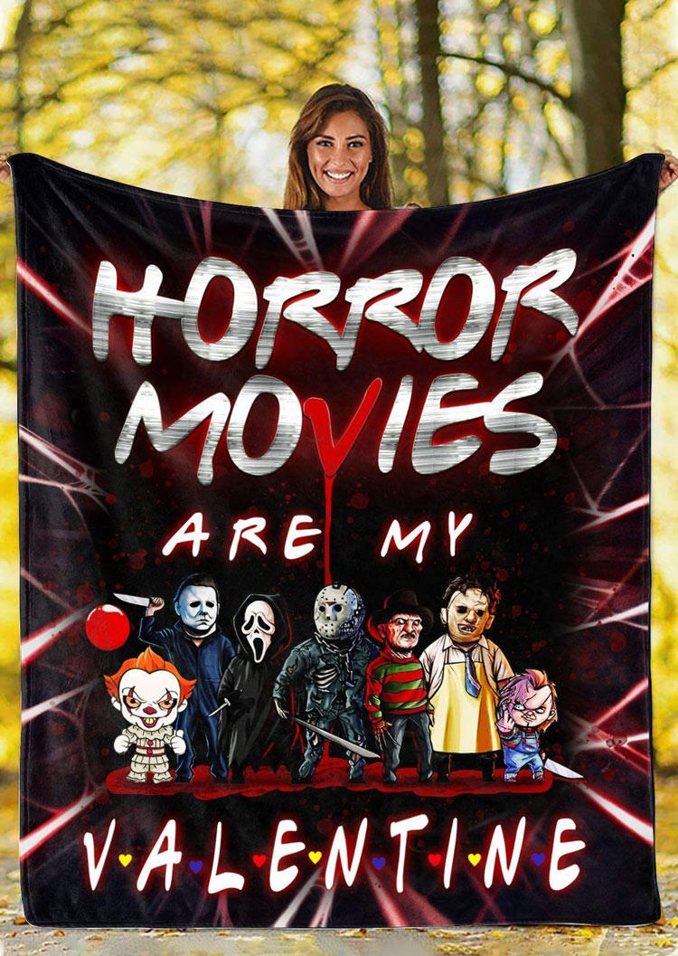 

Blanket Halloween Horror Movie Are My Valentine Blanket in Black. Size