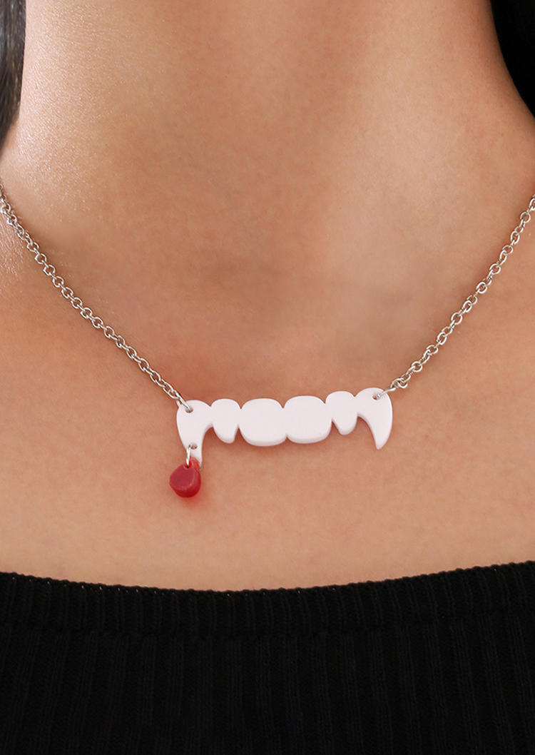 

Necklaces Halloween Vampire Fangs Blood Necklace in Black,White. Size
