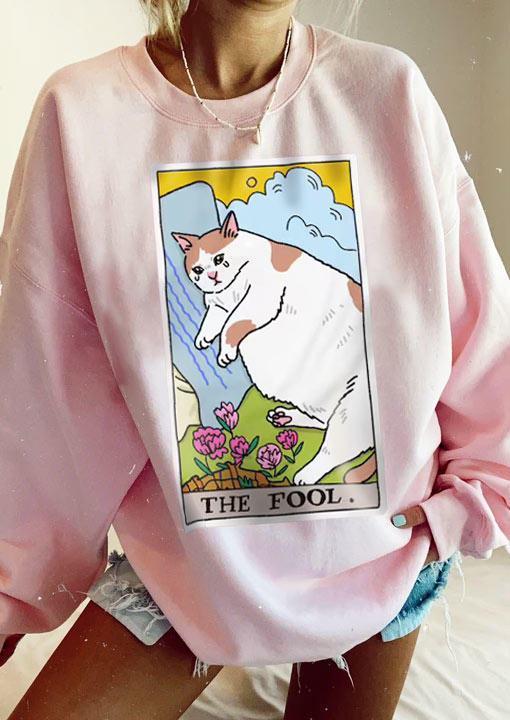 

Sweatshirts The Fool Cat Floral O-Neck Sweatshirt in Pink. Size: ,M,L,XL