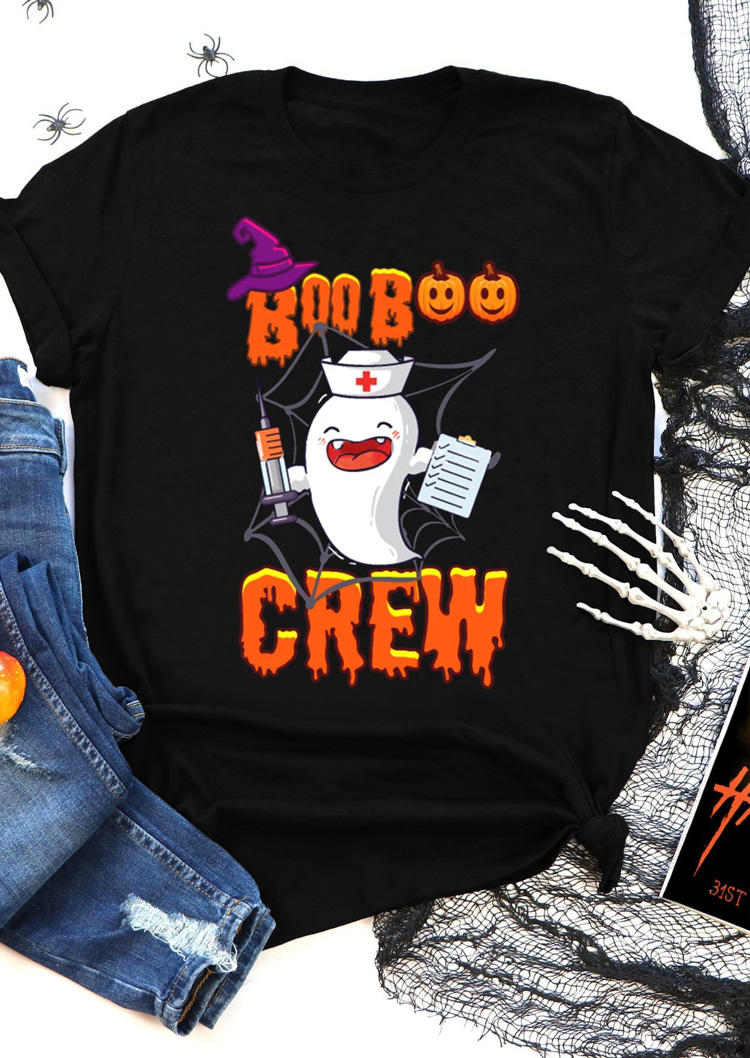 

T-shirts Tees Halloween Pumpkin Face Ghost Boob Crew T-Shirt Tee in Black. Size: ,M,L