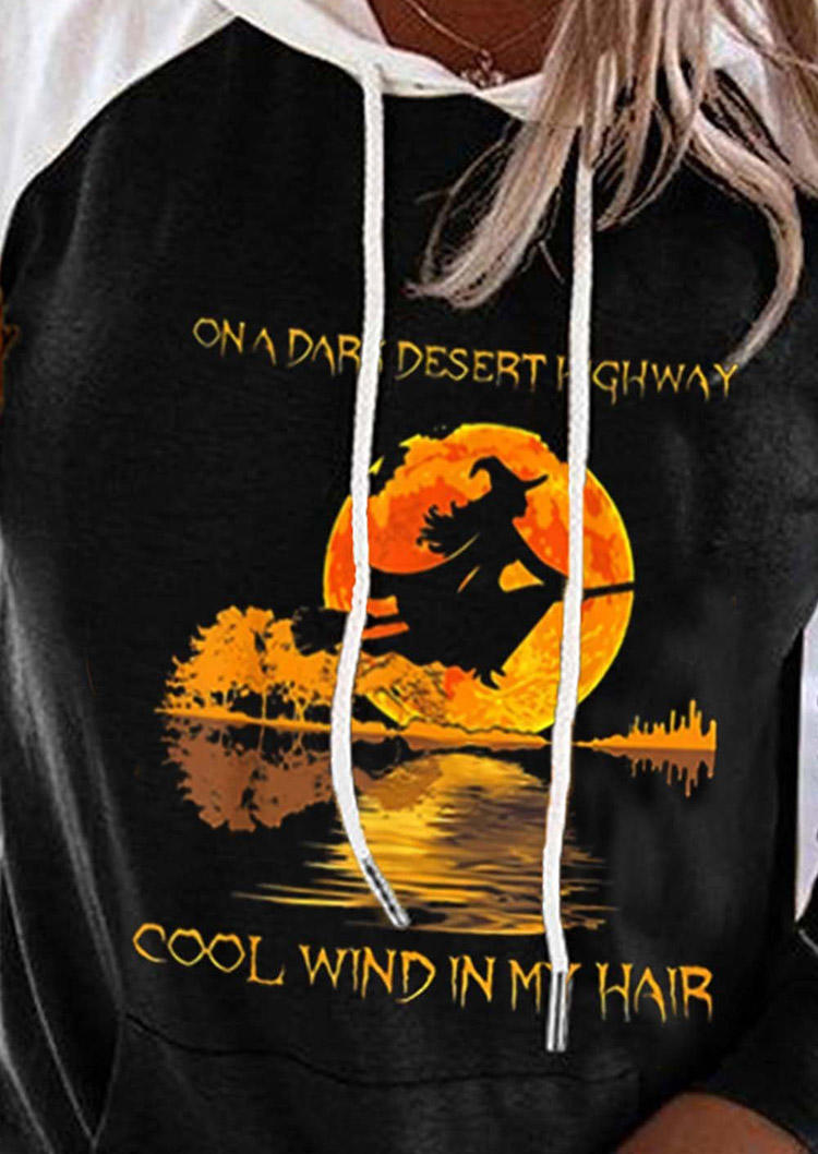 

Hoodies Halloween On A Dark Desert Highway Witch Hoodie in Black. Size